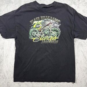 Sturgis 75th Anniversary Black Hills Rally 2015 T-Shirt Black XL Biker Tee